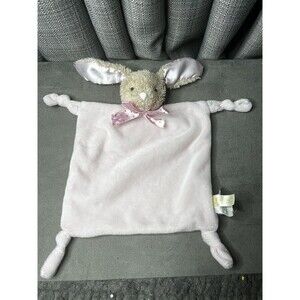 Dan Dee BUNNY Rabbit Baby Lovey Pink Knotted Security Blanket Rattle Bow